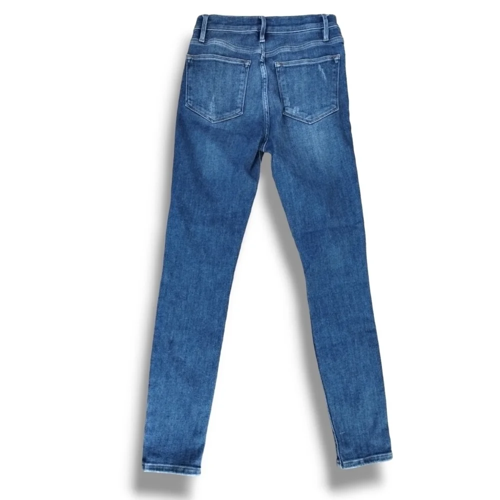 FRAME Le High Rise Skinny Jeans Distressed Saxon Wash Size 27 - Picture 3 of 6